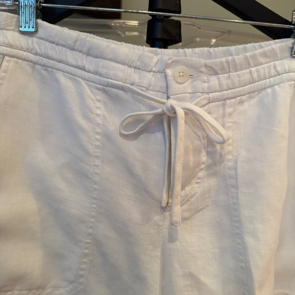 Vince White Linen Drawstring Button Fly Shorts 4” Inch Inseam size Medium EUC - Picture 2 of 15
